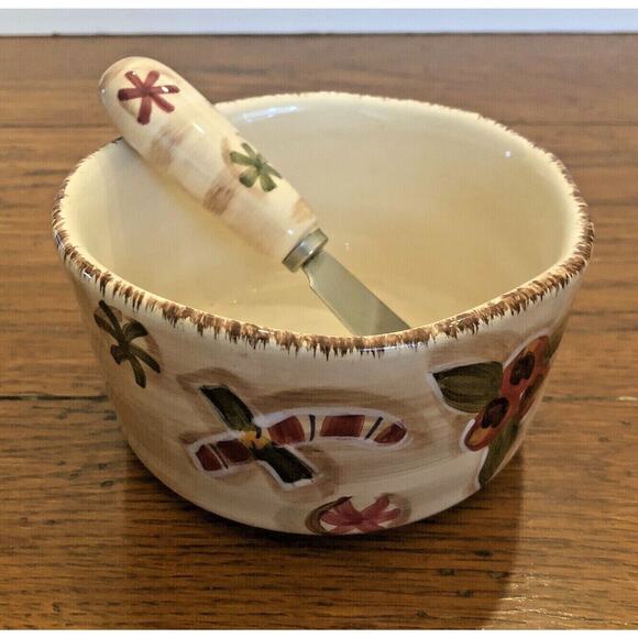TableTops Unlimited Other - Table Tops Gallery Country Gingerbread 4 1/2" Dip Bowl with Knife